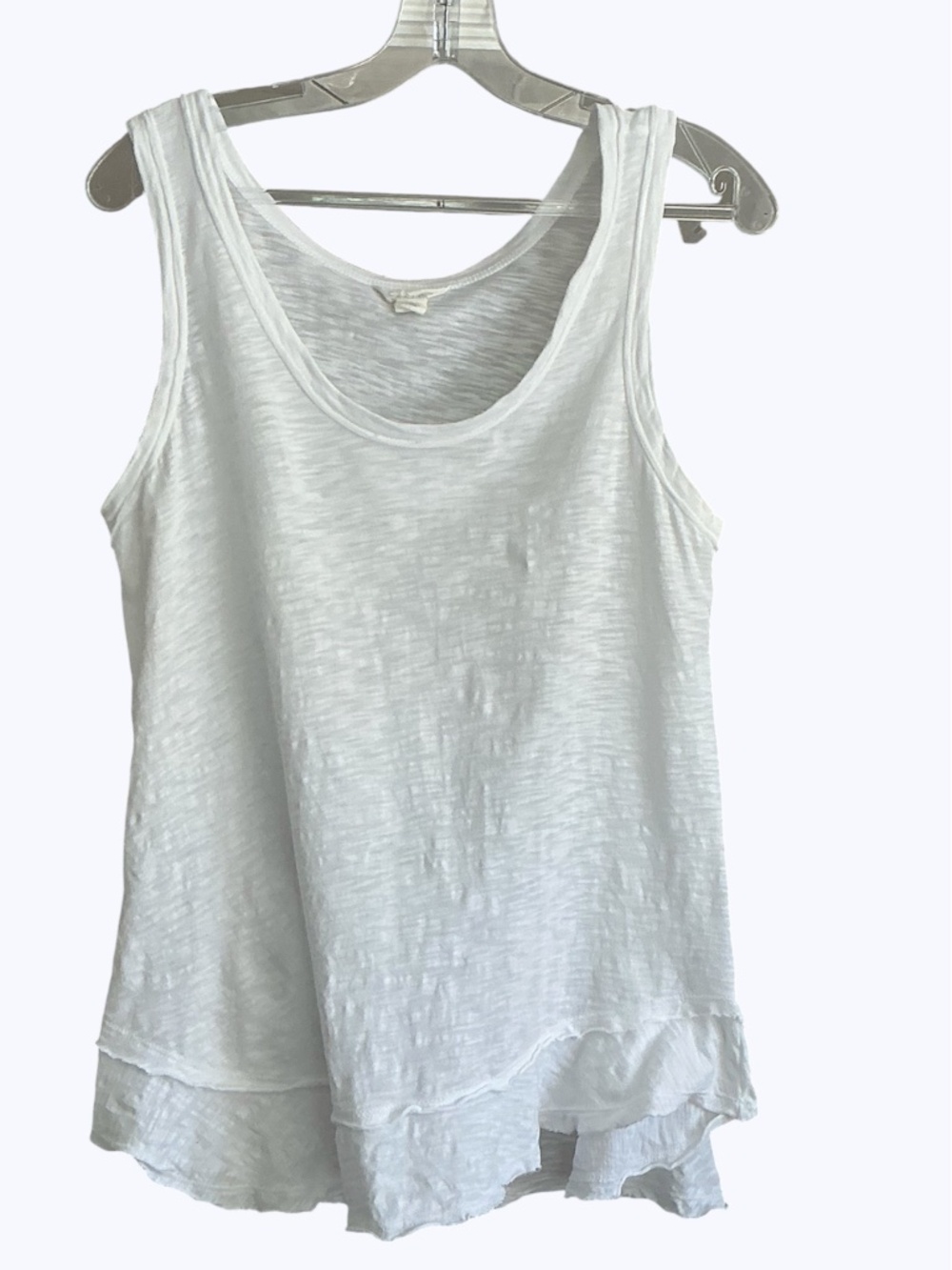 Nordstrom Caslon White Cotton Swing Tank Top T Shirt Ruffle SZ S